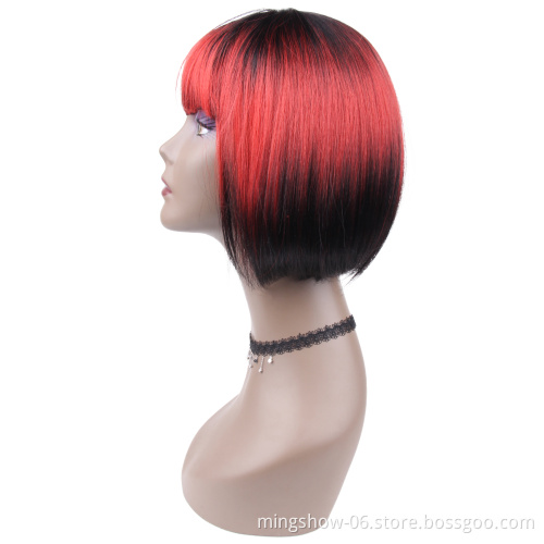 Paypal accepted machine made red wig, red and black wig red hair wig